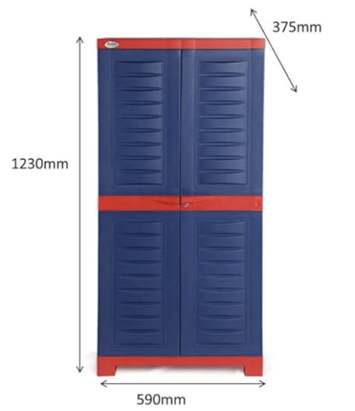 Supreme Fusion Multi Purpose Plastic Cupboard for Home (Medium Size, Coke Red & Blue) - Image 3